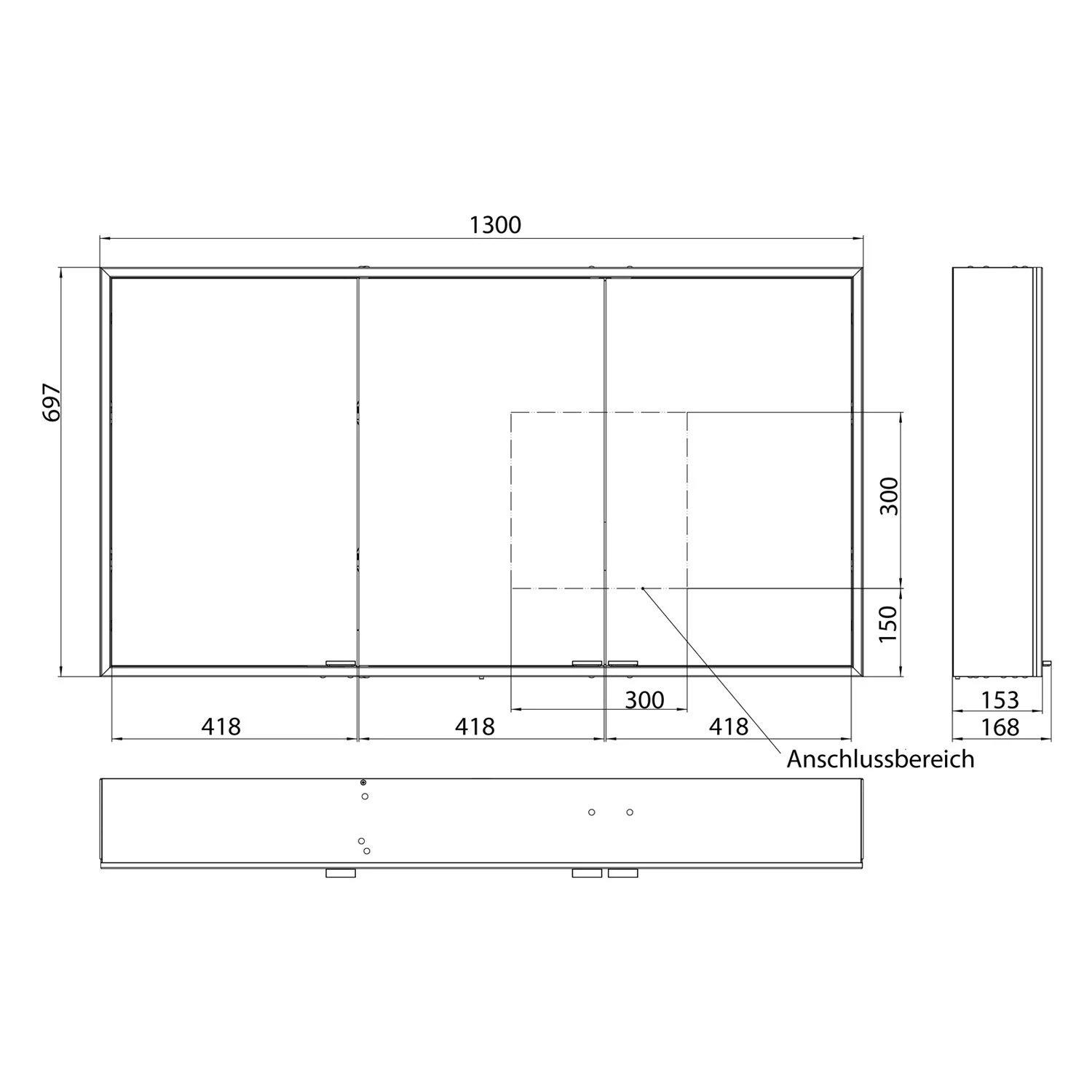 Kronenbach Cube 2.0 Spiegelschrank 130 cm, Aufputz, 3-türig Bild 8