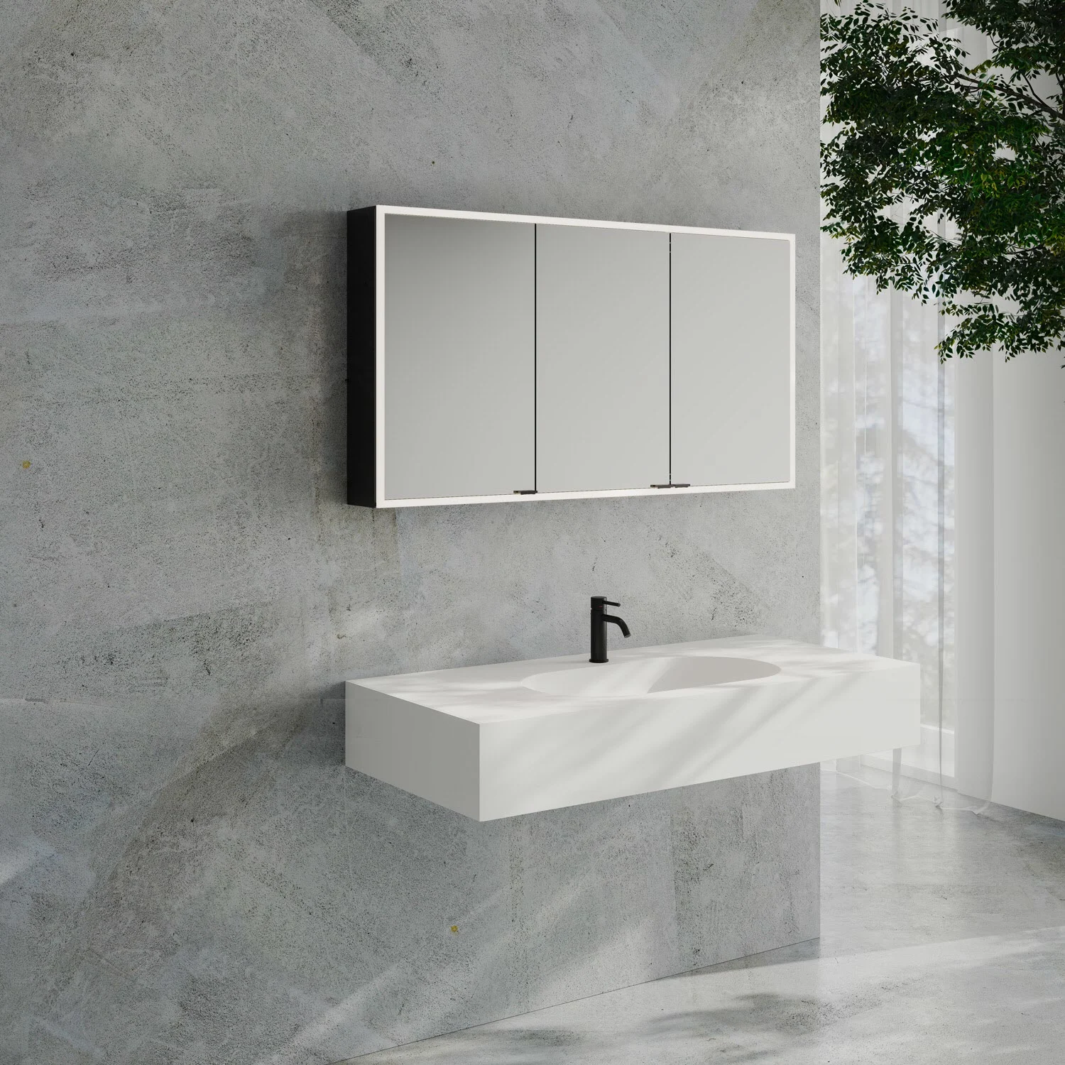 Kronenbach Cube 2.0 Spiegelschrank 130 cm, Aufputz, 3-türig Bild 6