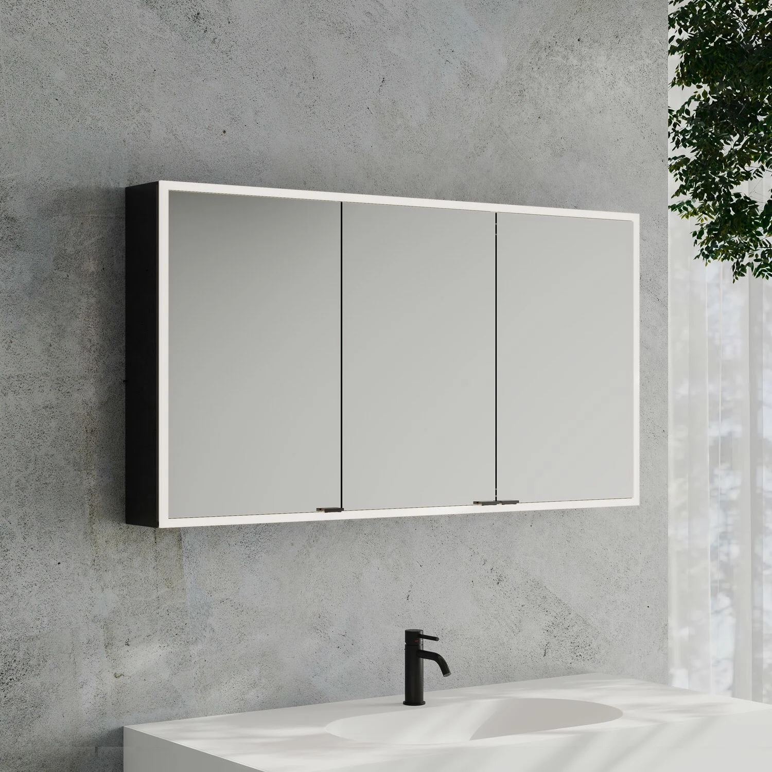 Kronenbach Cube 2.0 Spiegelschrank 130 cm, Aufputz, 3-türig