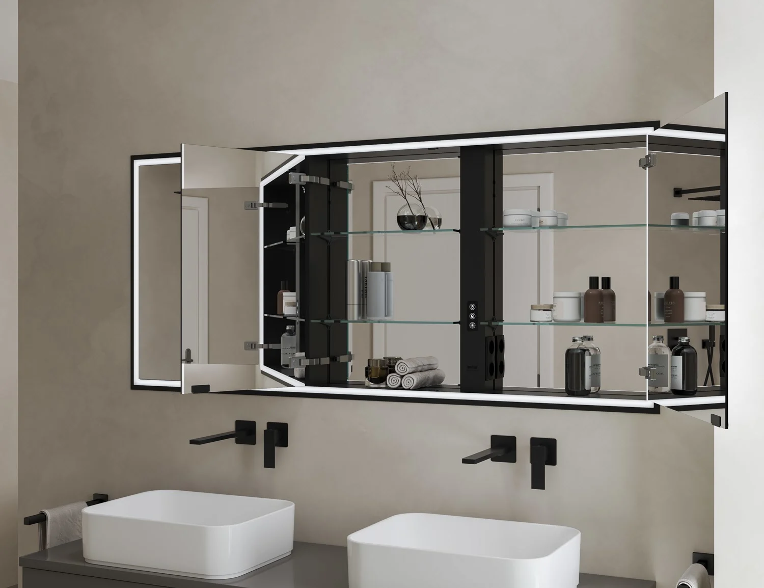 Kronenbach Cube 2.0 Spiegelschrank 140 cm, Unterputz, 3-türig Bild 3