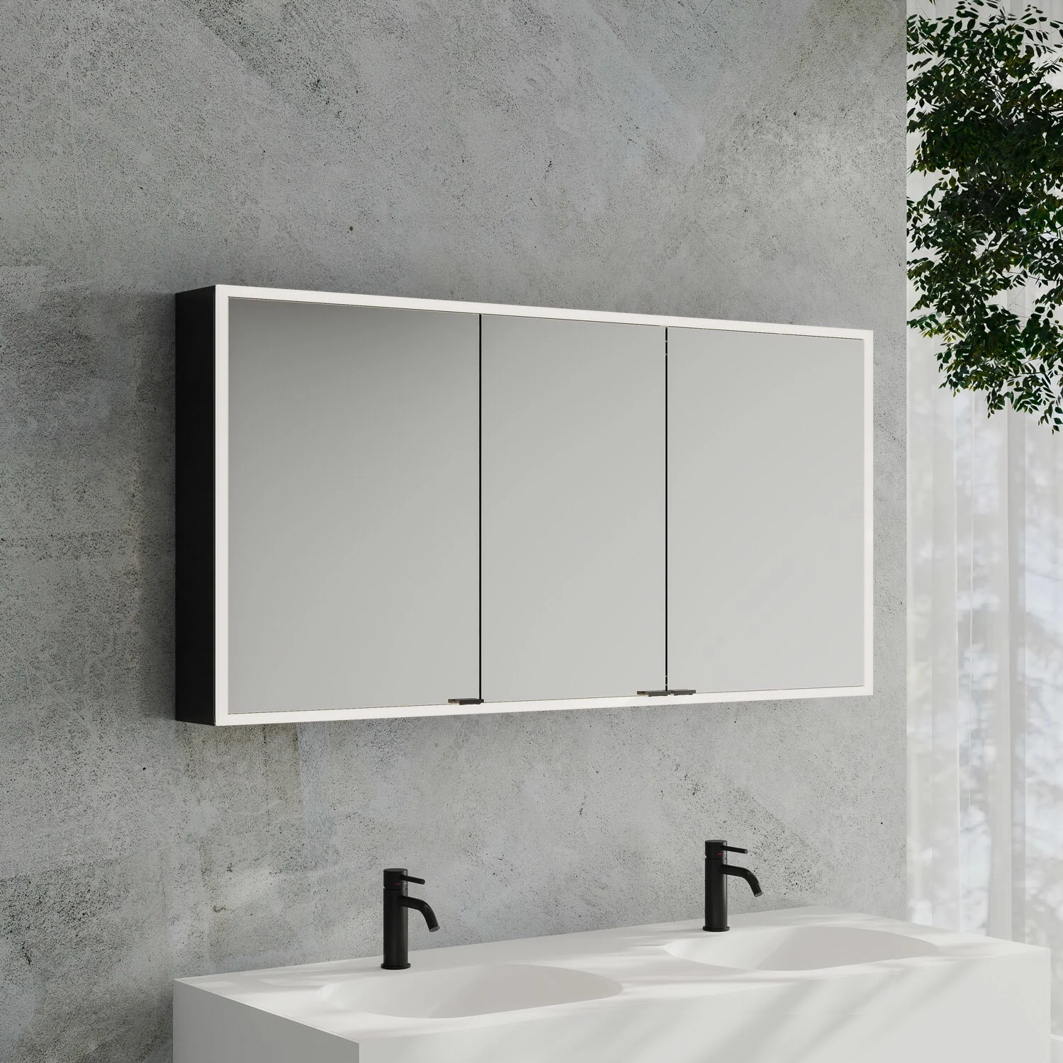 Kronenbach Cube 2.0 Spiegelschrank 140 cm, Aufputz, 3-türig