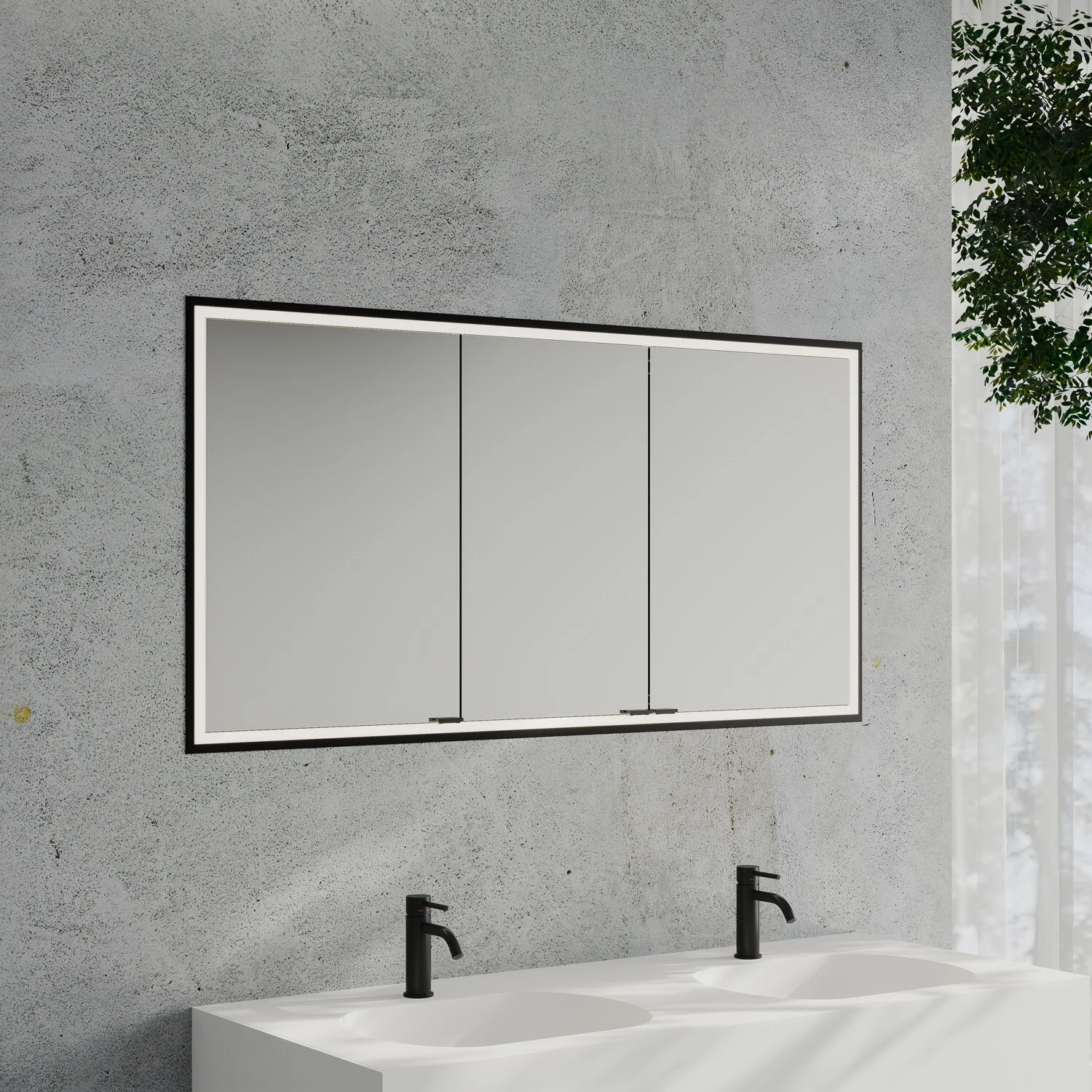 Kronenbach Cube 2.0 Spiegelschrank 140 cm, Unterputz, 3-türig