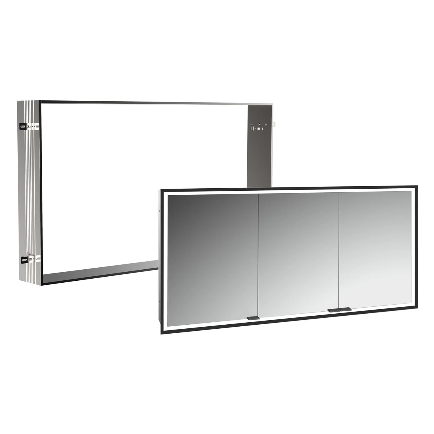Kronenbach Cube 2.0 szafka łazienkowa z lustrem, 140 cm, z ramą montażową, 3-drzwiowa