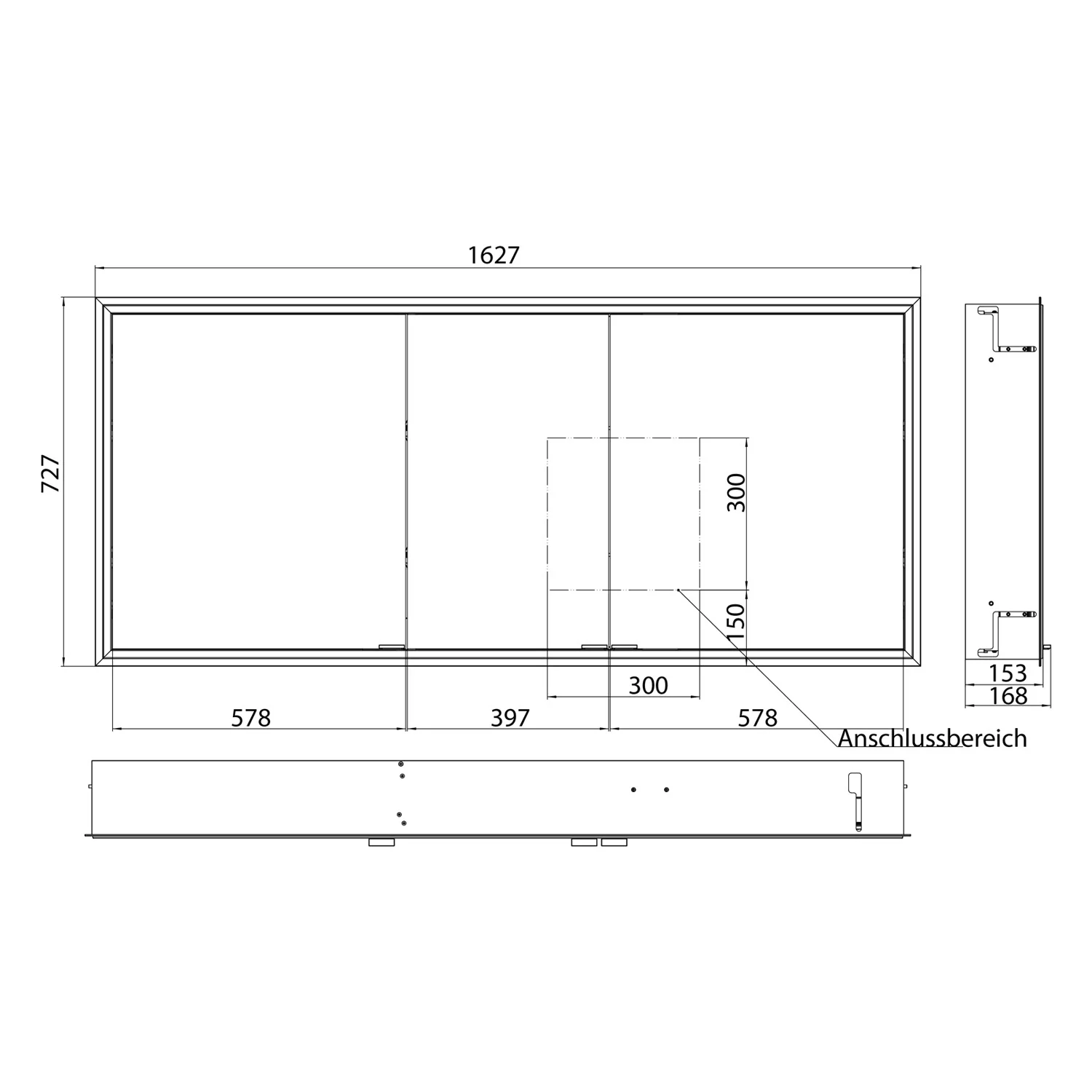 Kronenbach Cube 2.0 Spiegelschrank 160 cm mit Einbaurahmen, 3-türig Bild 9