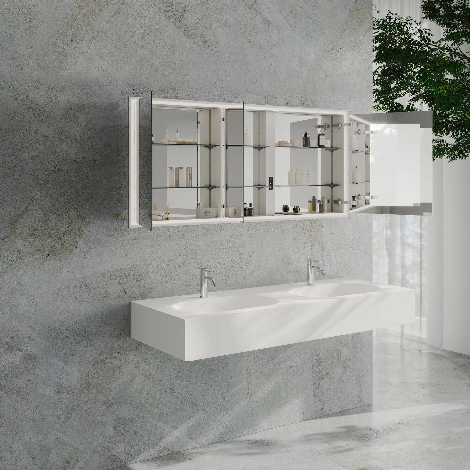 Kronenbach Cube 2.0 Spiegelschrank 160 cm mit Einbaurahmen, 3-türig Bild 5