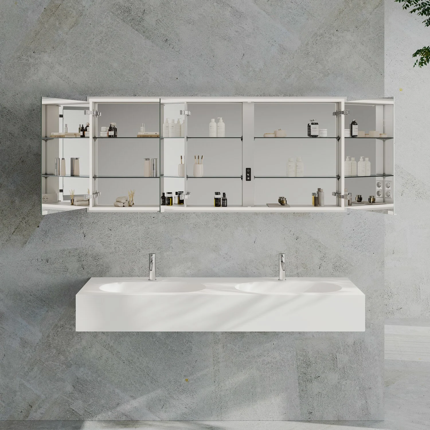 Kronenbach Cube 2.0 Spiegelschrank 160 cm mit Einbaurahmen, 3-türig Bild 6