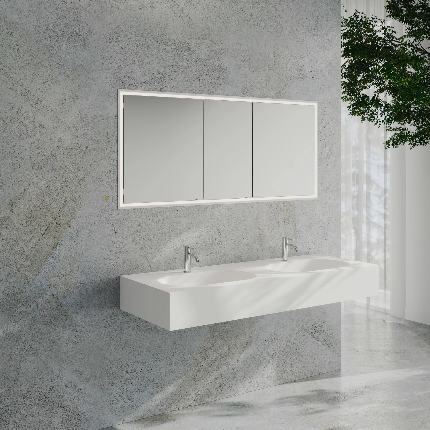 Kronenbach Cube 2.0 Spiegelschrank 160 cm mit Einbaurahmen, 3-türig Bild 7