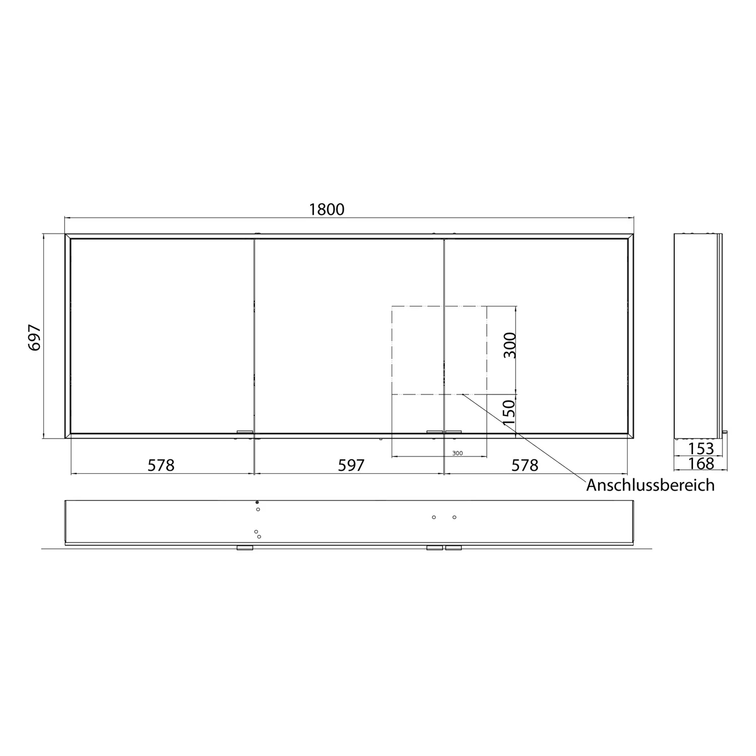 Kronenbach Cube 2.0 Spiegelschrank 180 cm, Aufputz, 3-türig Bild 4