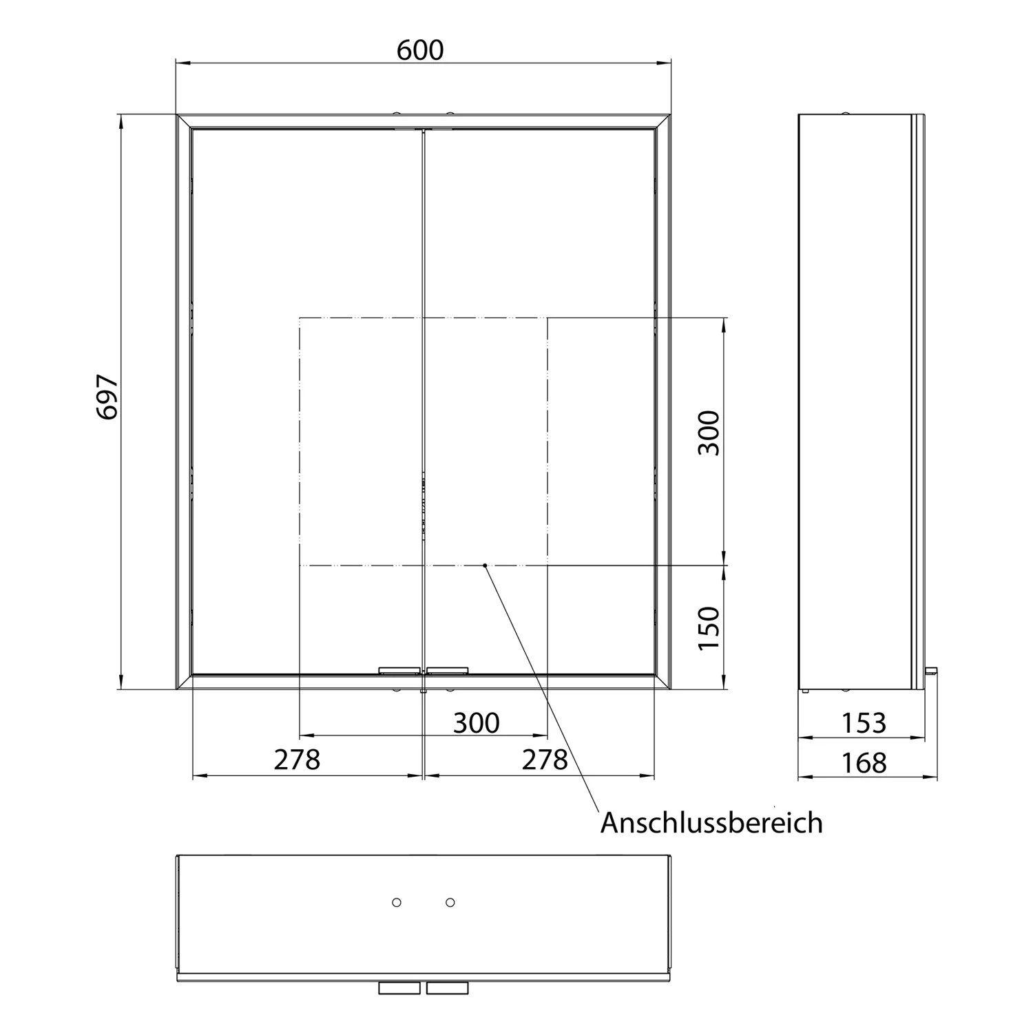 Kronenbach Cube 2.0 Spiegelschrank 60 cm, Aufputz, 2-türig Bild 4