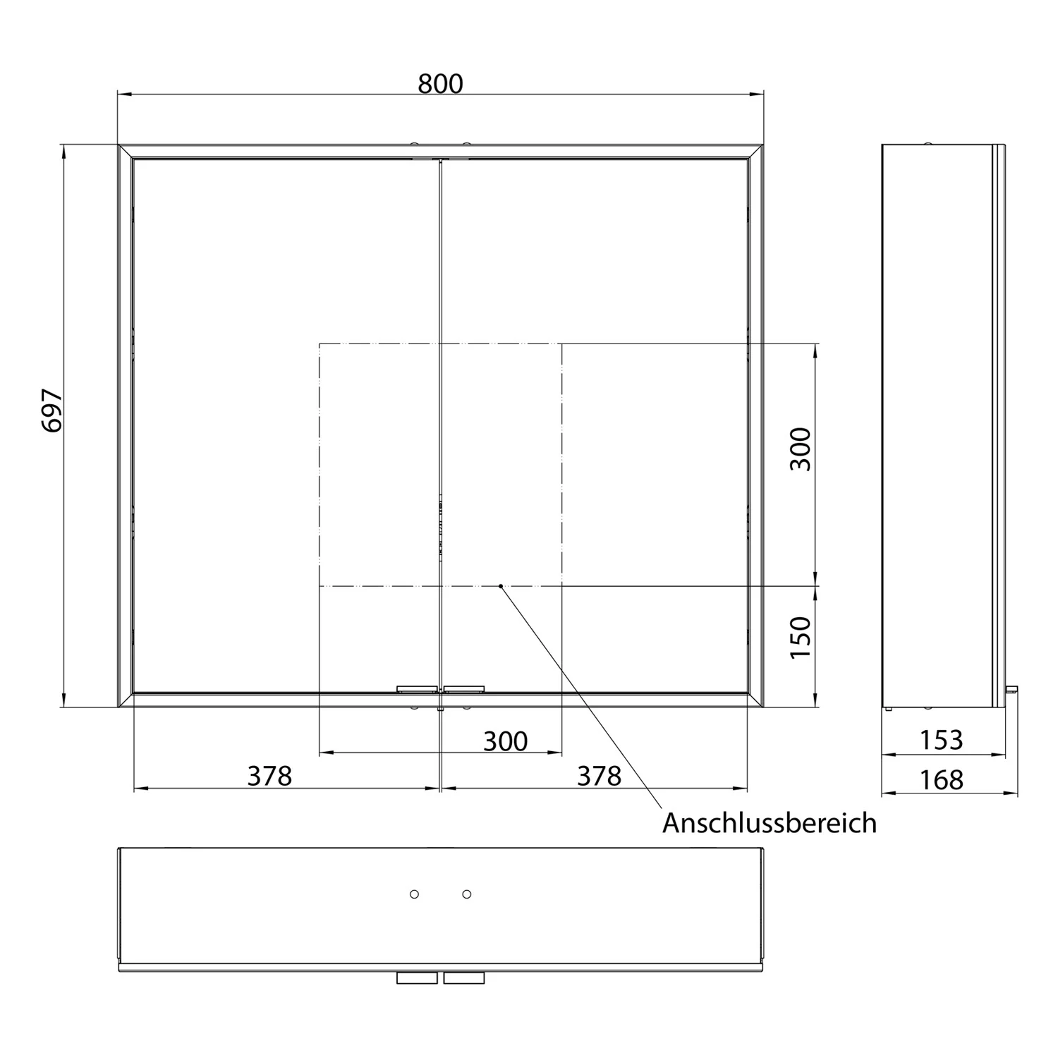 Kronenbach Cube 2.0 Spiegelschrank 80 cm, Aufputz, 2-türig Bild 4