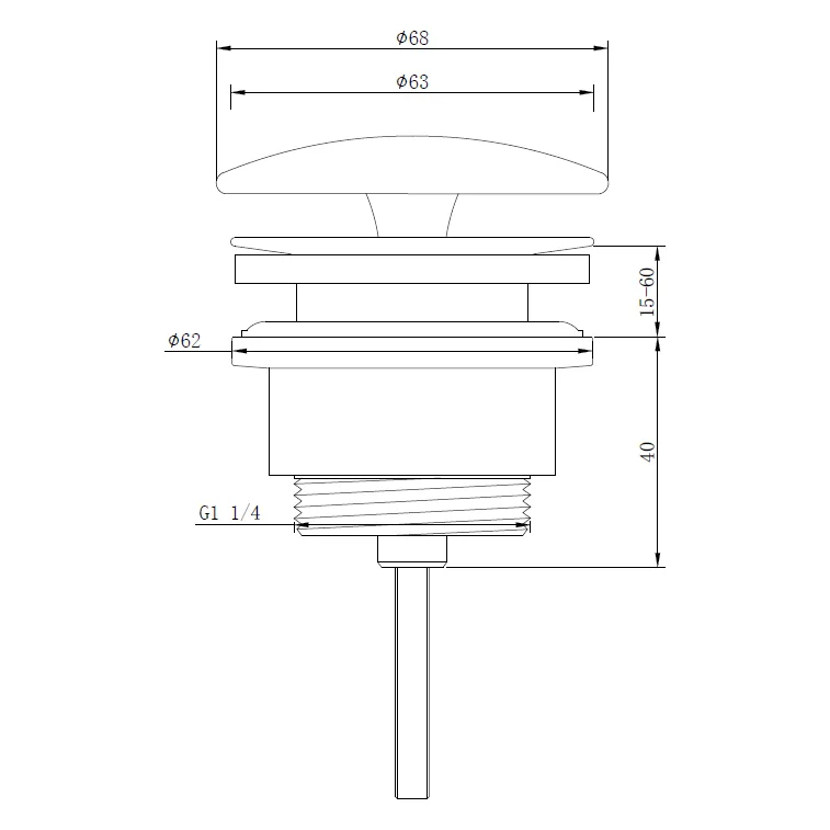 Kronenbach Ablaufventil Schaftventil rund, kurz, keramische Abdeckung Bild 2