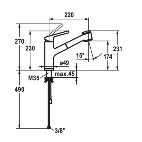 KWC LUNA-E Einhebel-Spültischbatterie mit Auszugbrause für Unterfenstermontage Bild 3