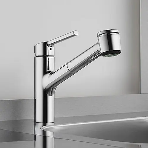 KWC LUNA-E Einhebel-Spültischbatterie mit Auszugbrause für Unterfenstermontage Bild 2