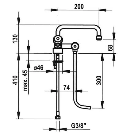 KWC Thekenarmatur Zweigriffmischer mit zwei Unterspühlrohren Bild 2