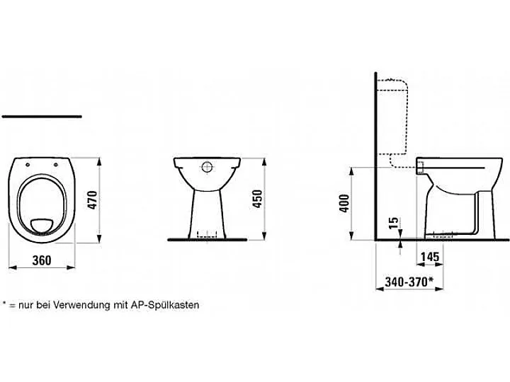 LAUFEN PRO Stand WC Flachspülklosett 36 x 47 cm Bild 2