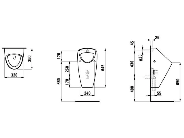 LAUFEN Caprino PLUS Spülrandloses Absaugeurinal, vandalensicher Bild 2