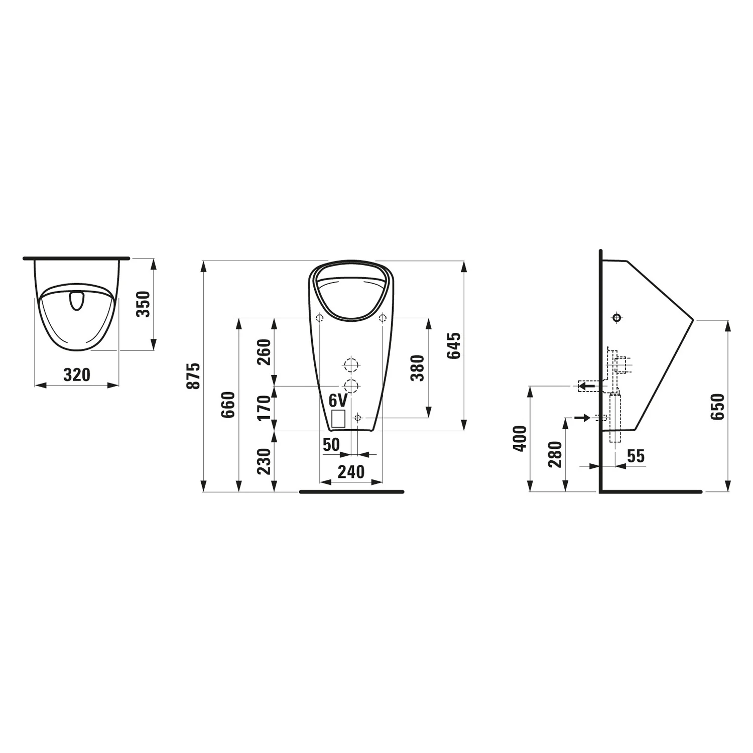 LAUFEN Caprino PLUS Spülrandloses Absaugeurinal, Batteriebetrieben Bild 2