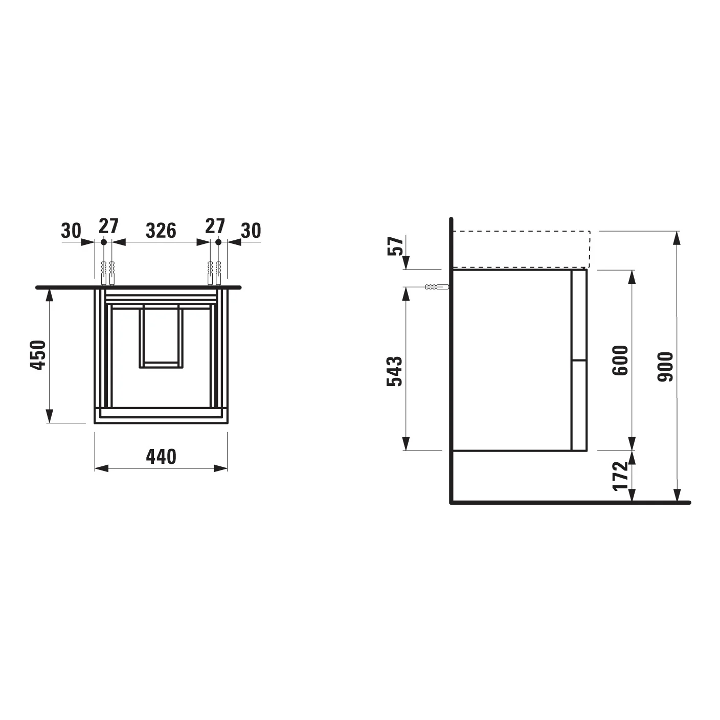 LAUFEN Kartell Waschtischunterbau 44 cm mit 2 Auszügen Bild 5