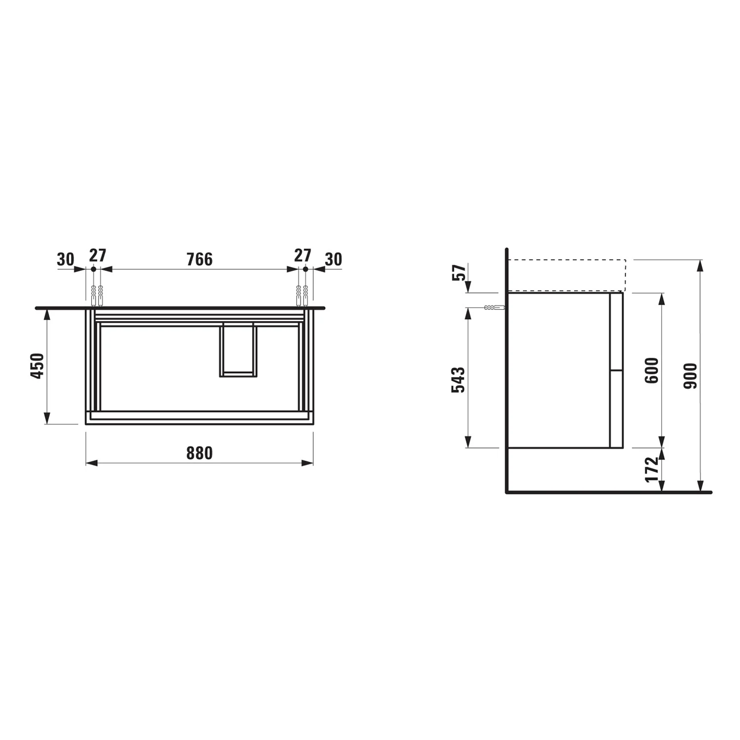LAUFEN Kartell Waschtischunterbau 88 cm mit 2 Auszügen Bild 2