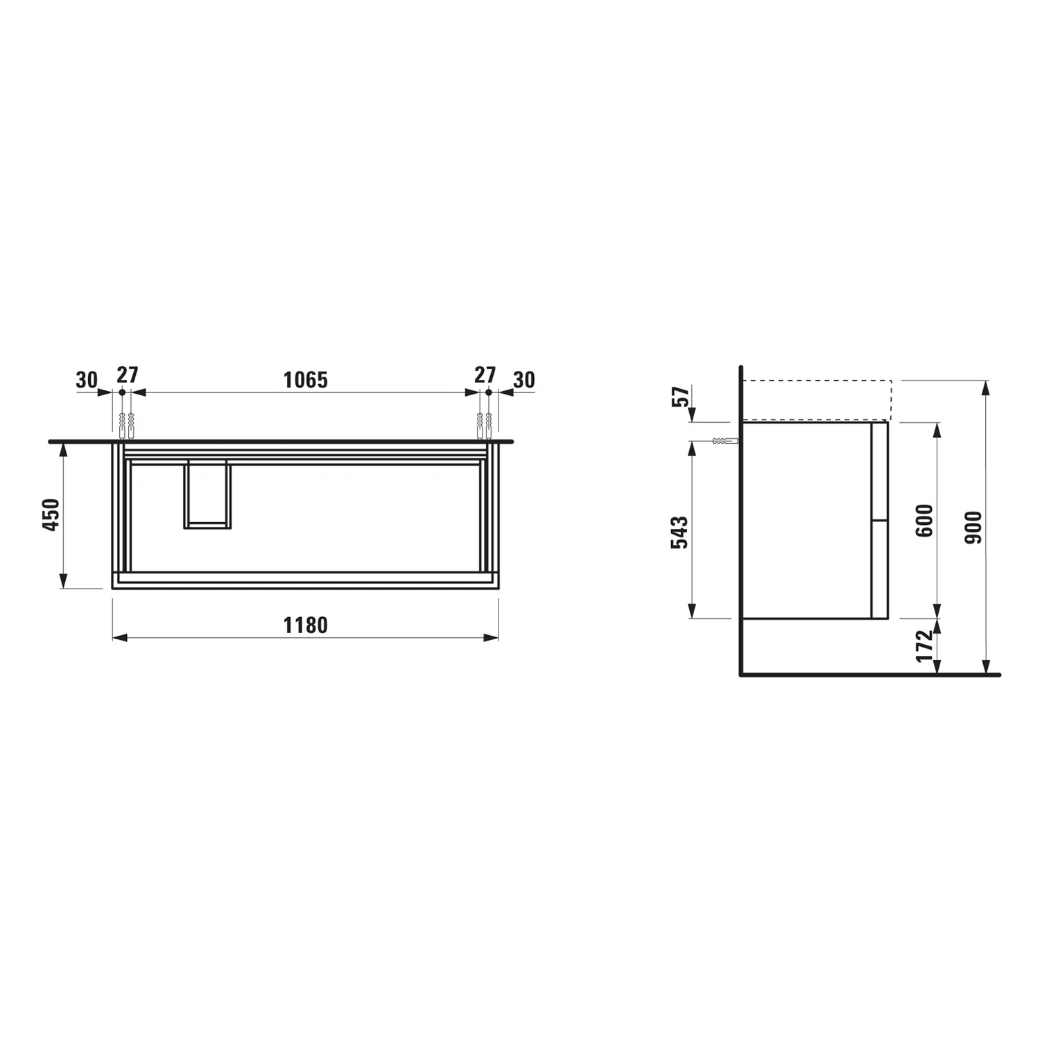 LAUFEN Kartell Waschtischunterbau 118 cm mit 2 Auszügen und Push & Pull Funktion Bild 2