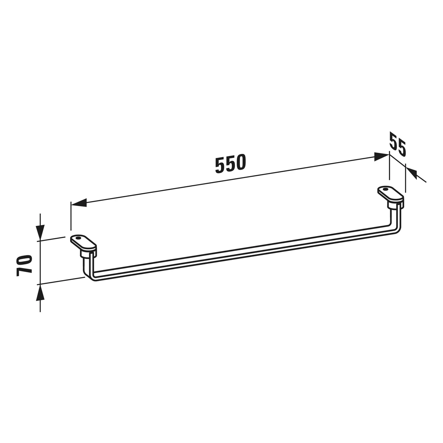 Rysunek techniczny uchwytu na ręczniki 550 mm, Laufen