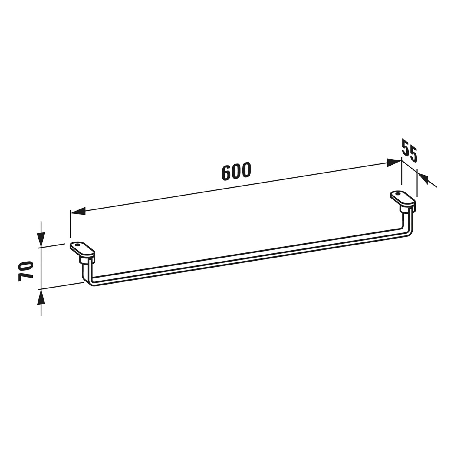 Rysunek techniczny uchwytu na ręczniki 600 mm, Laufen