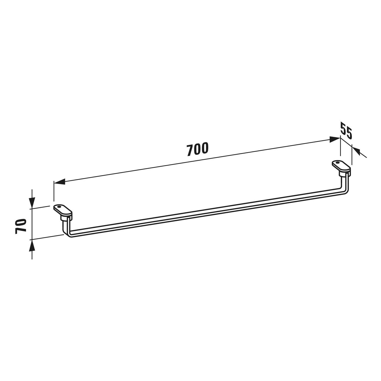 Rysunek techniczny uchwytu na ręczniki 700 mm, Laufen