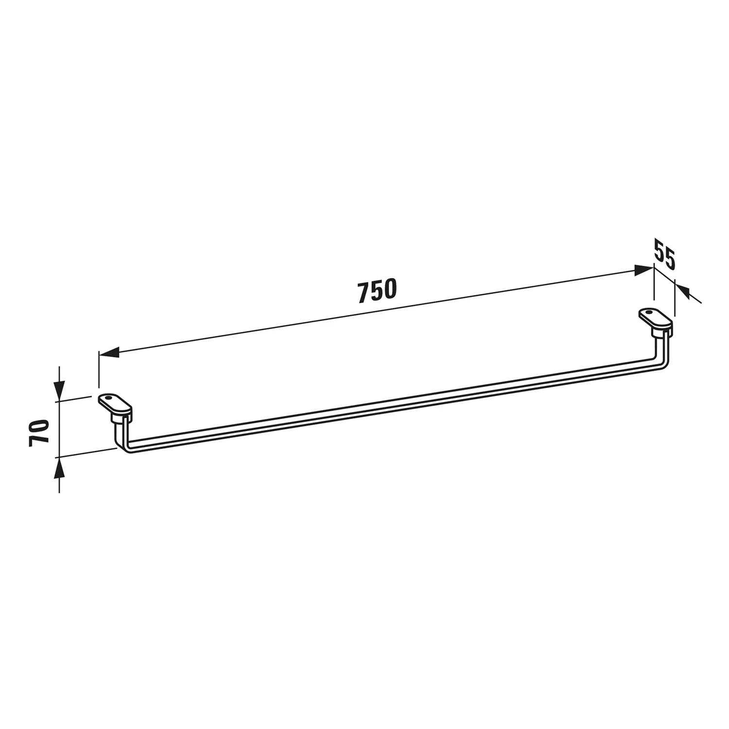 Rysunek techniczny uchwytu na ręczniki 750 mm, Laufen