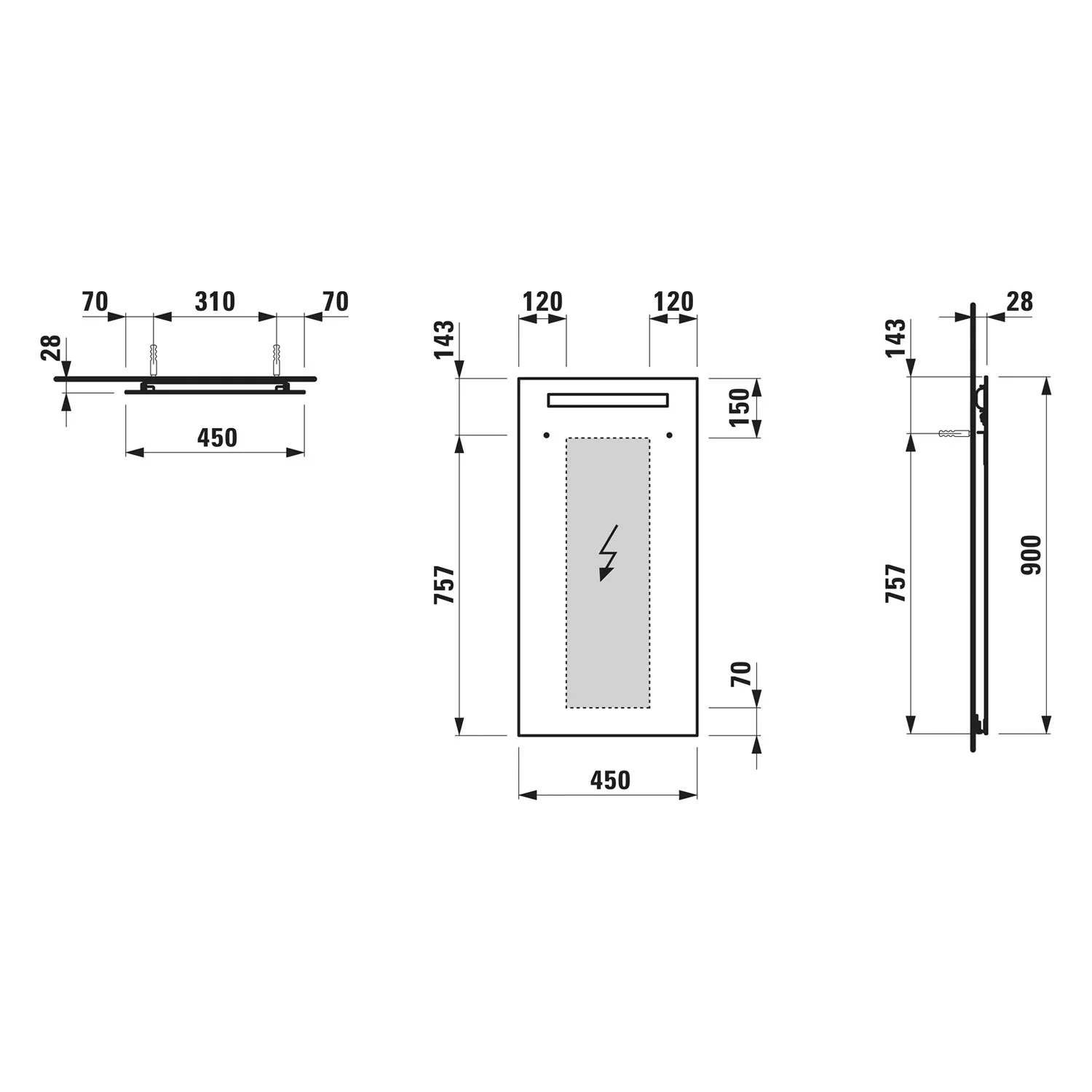 LAUFEN LANI Badspiegel mit horizontal integriertem LED-Lichtelement, 45 cm Bild 2
