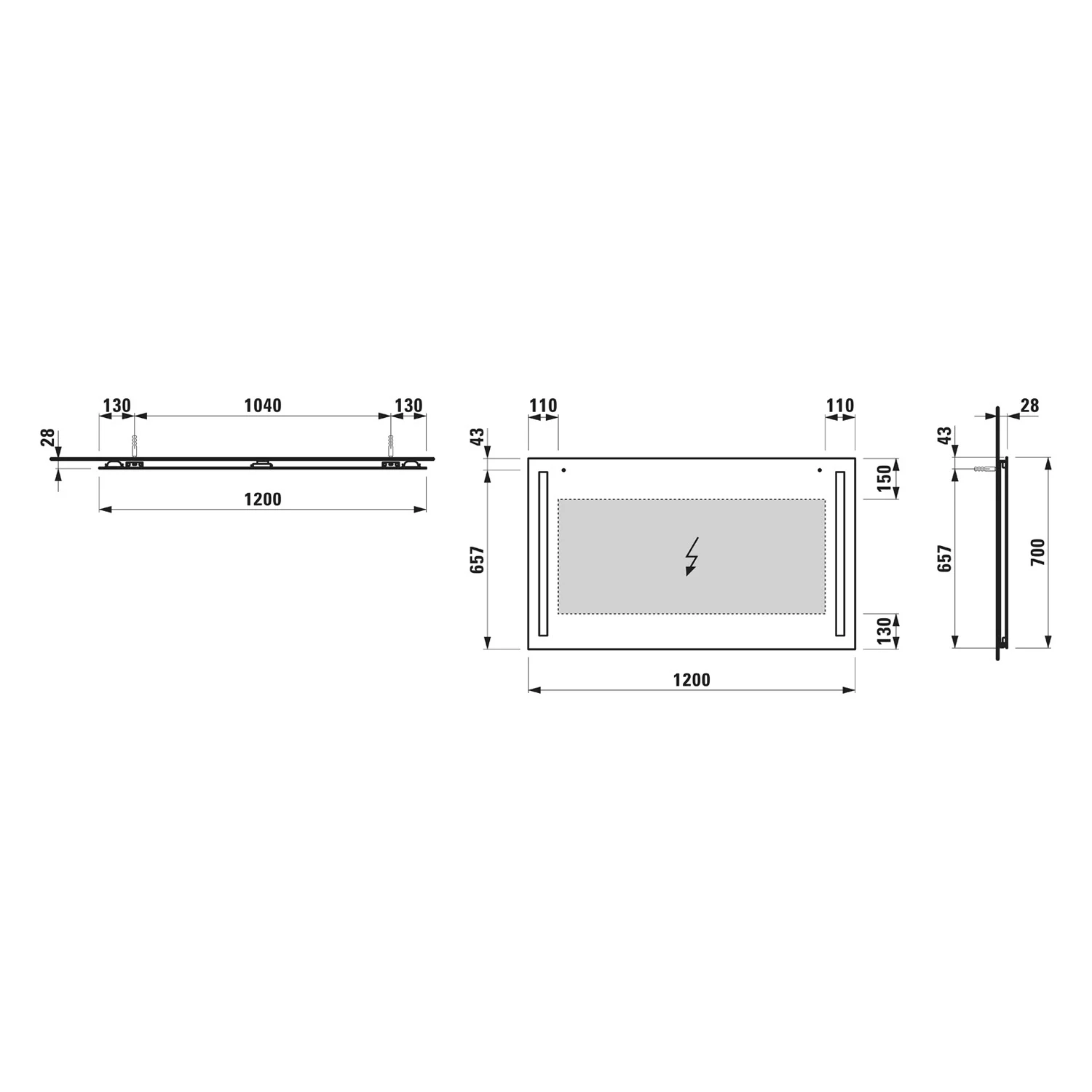 LAUFEN LANI Badspiegel mit 2 vertikal integrierten LED-Lichtelementen in 120 cm Bild 2