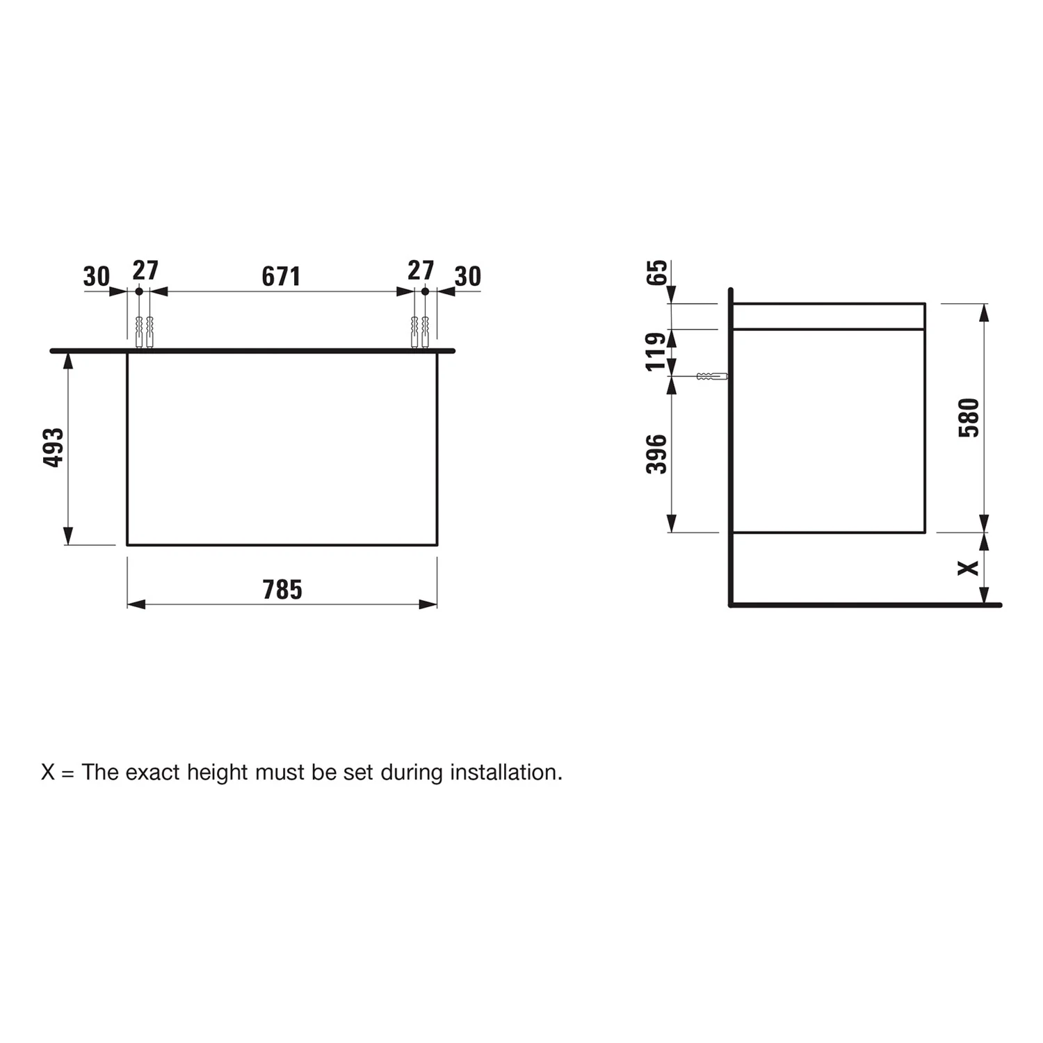 LAUFEN LANI Waschtischplatte ohne Ausschnitt mit Unterschrank 80 cm mit 2 Schubladen Bild 3