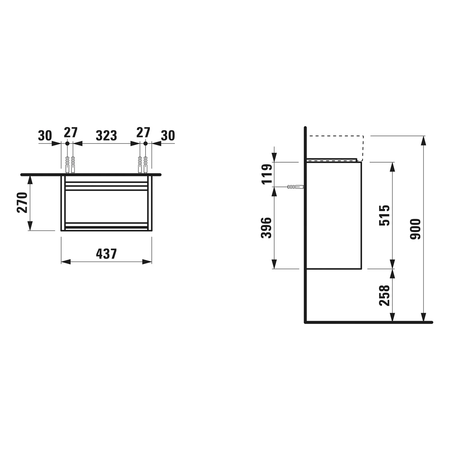 LAUFEN LANI für Kartell • LAUFEN Waschtischunterschrank 45 x 27 cm mit 1 Tür, Anschlag rechts Bild 2