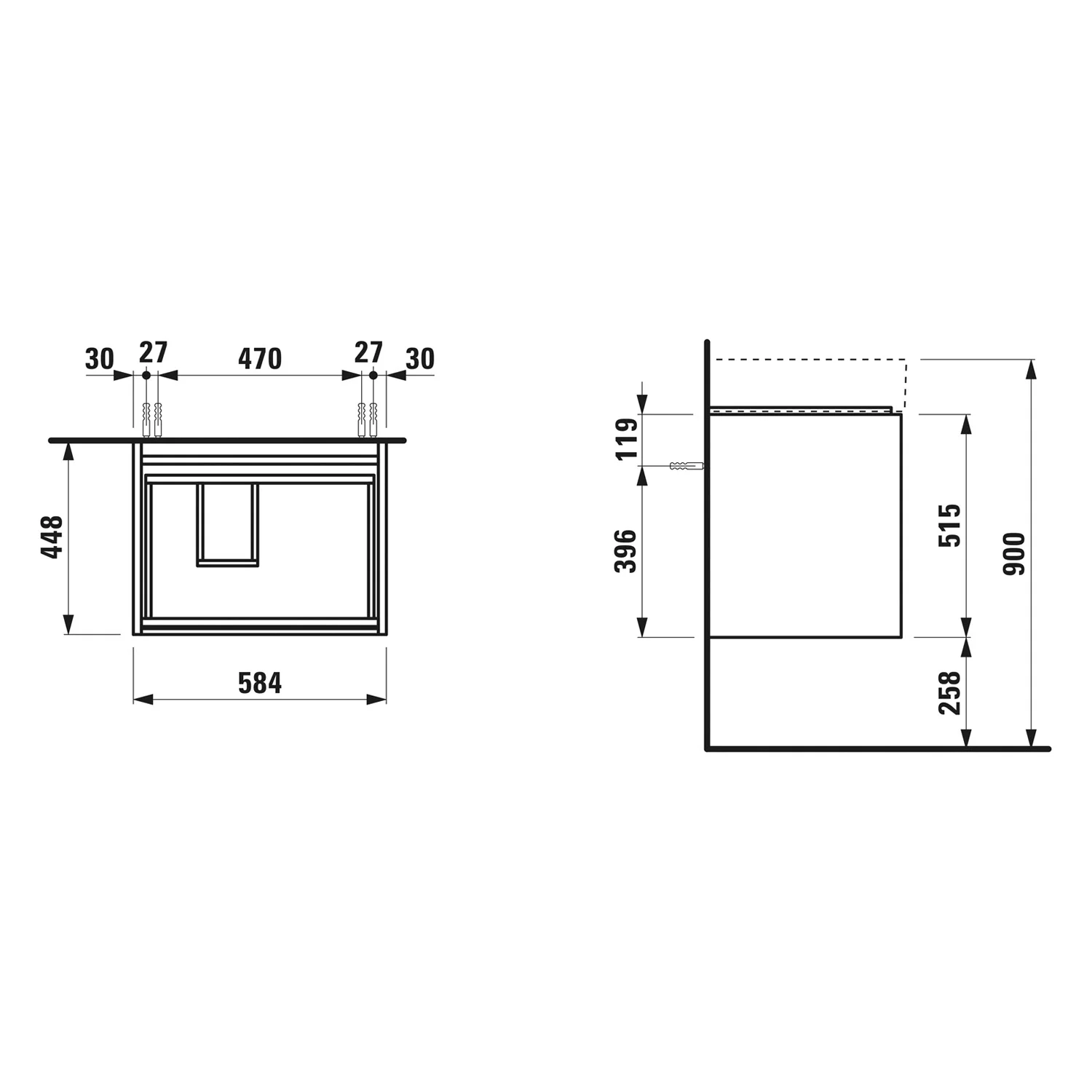 LAUFEN LANI für Kartell • LAUFEN Waschtischunterschrank 58,5 x 45 cm mit 2 Auszügen Bild 3