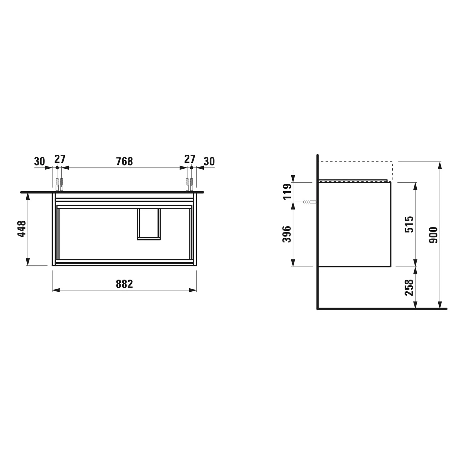 LAUFEN LANI für Kartell • LAUFEN Waschtischunterschrank 88 x 45 cm mit 2 Auszügen Bild 4