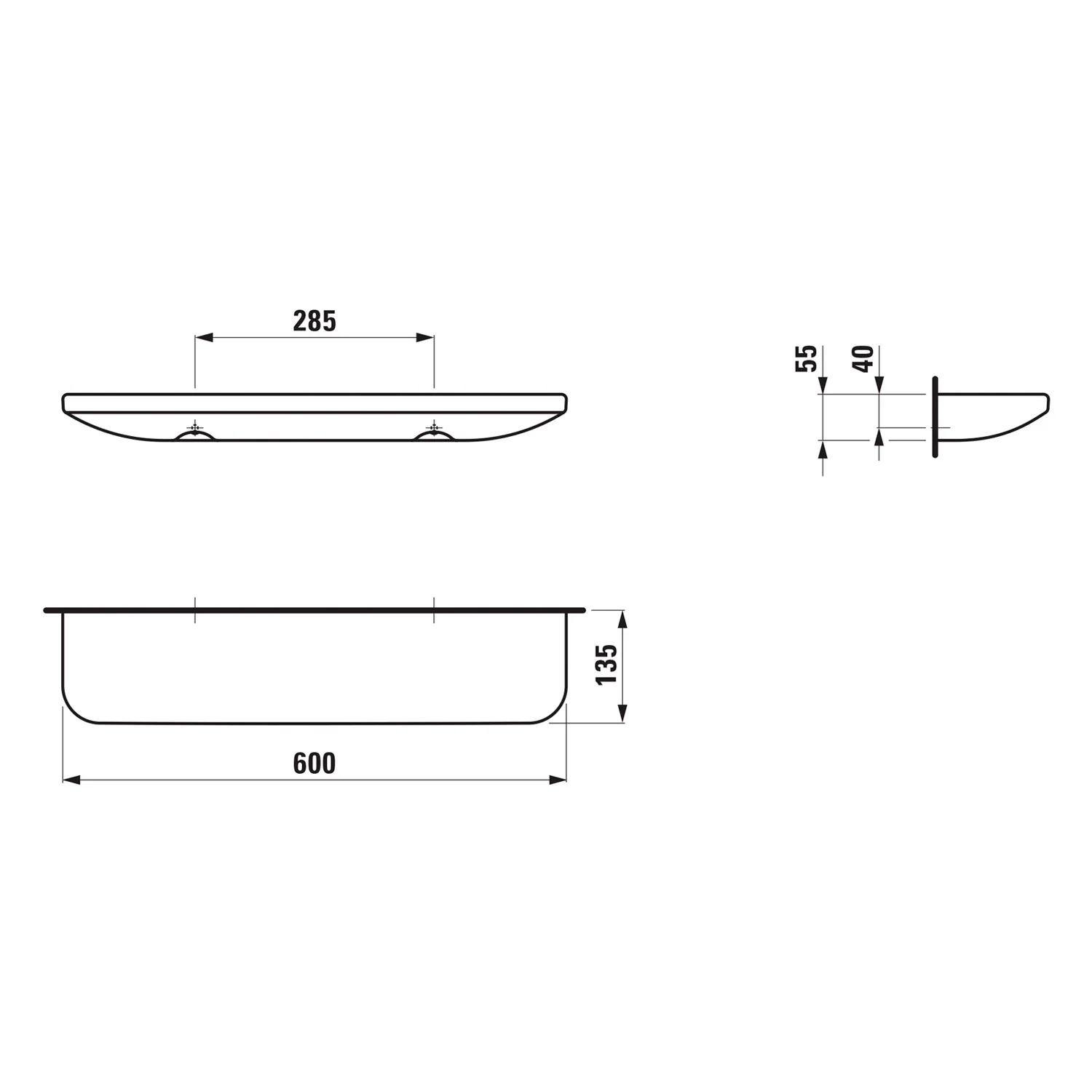 LAUFEN LUA keramische Ablage 60 cm Bild 2
