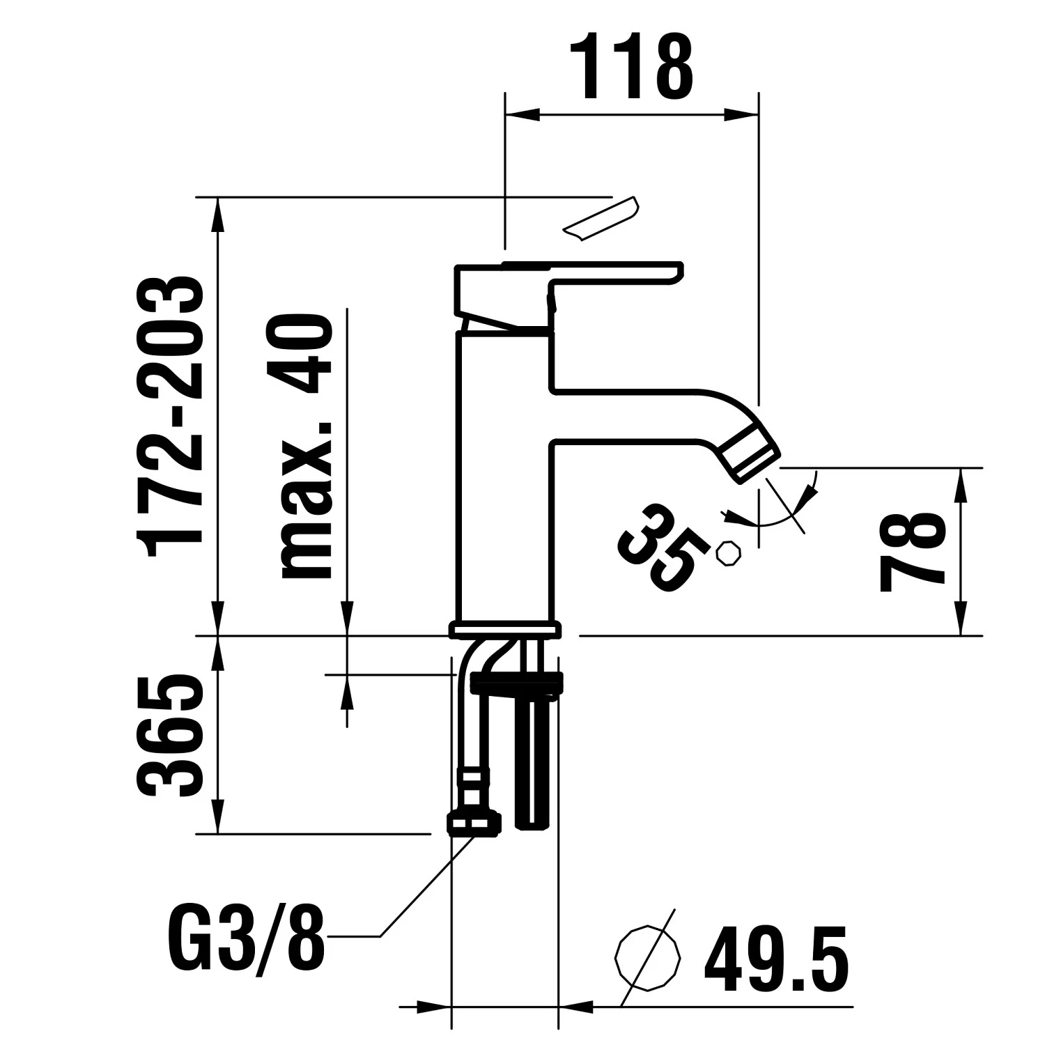 LAUFEN LUA Einhebel-Waschtischmischer Eco+ ohne Ablaufgarnitur Bild 5
