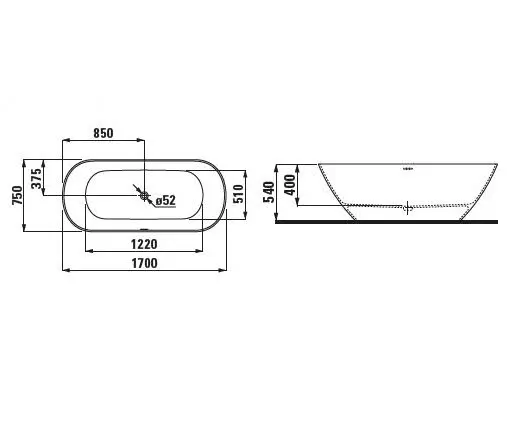 LAUFEN LUA freistehende Badewanne 170 x 75 cm Bild 5