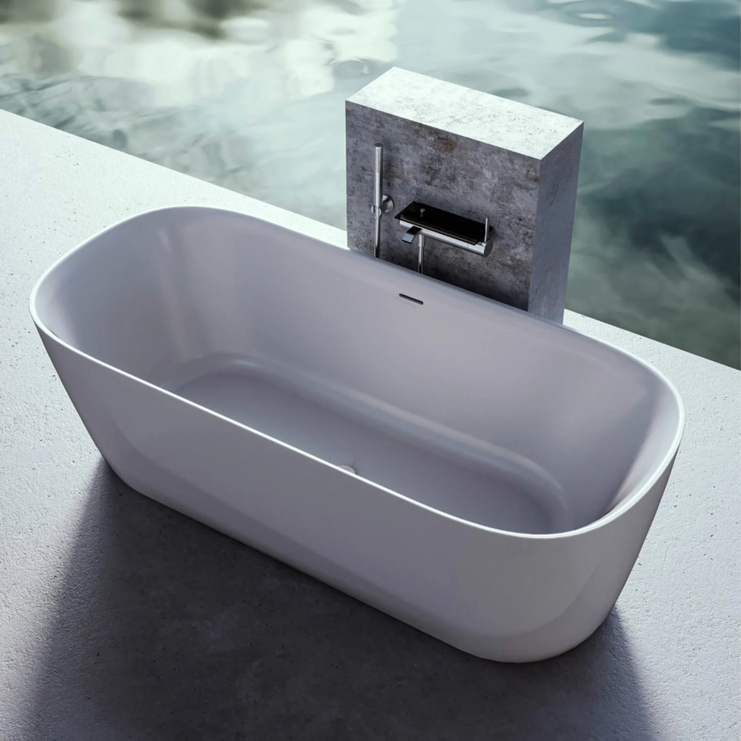 LAUFEN MEDA Freistehende Oval-Badewanne 180 x 80 cm Bild 7