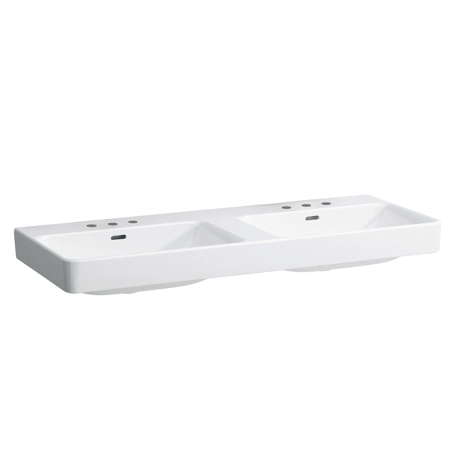 LAUFEN PRO S Doppelwaschtisch 130 cm, mit 6 Hahnlöchern, mit 2 Überläufen