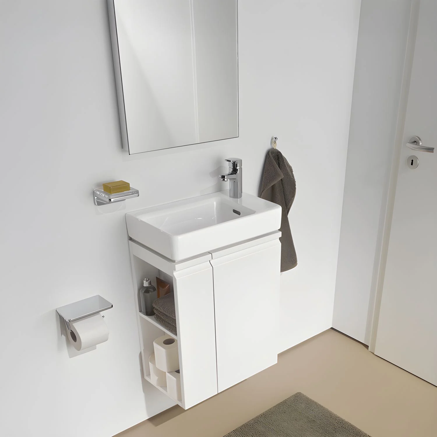 LAUFEN PRO S Handwaschbecken 48 cm asymmetrisch, mit 1 Hahnloch rechts, mit Überlauf, mit Becken links Bild 6