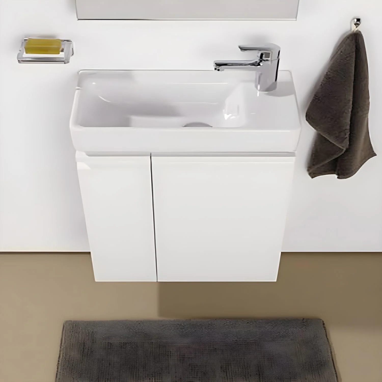 LAUFEN PRO S Handwaschbecken 48 cm asymmetrisch, mit 1 Hahnloch rechts, mit Überlauf, mit Becken links Bild 3