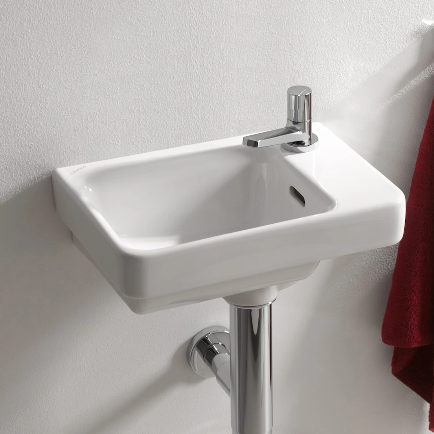 LAUFEN PRO S Handwaschbecken 48 cm asymmetrisch, mit 1 Hahnloch rechts, mit Überlauf, mit Becken links Bild 4