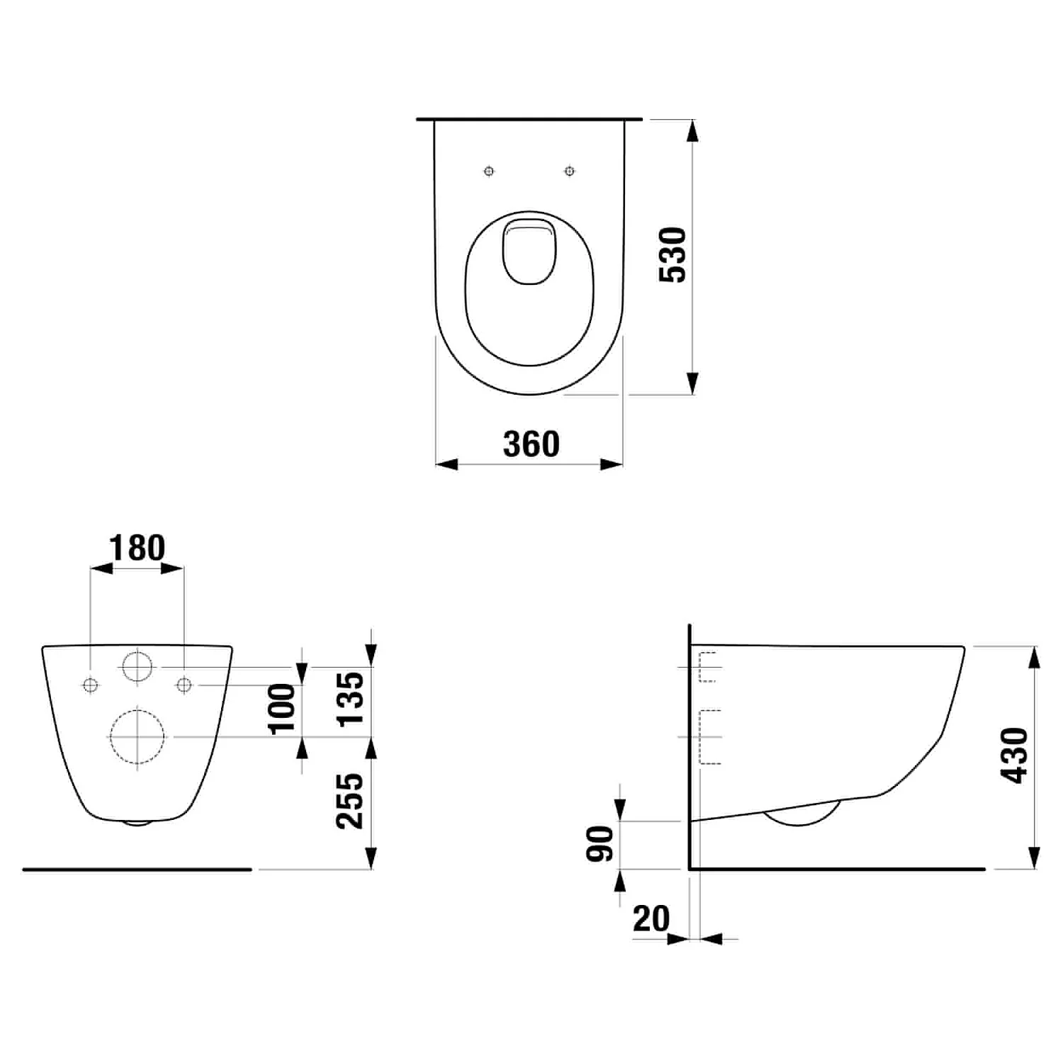 LAUFEN PRO Wand-WC Tiefspüler mit geschlossenem Spülrand Bild 3