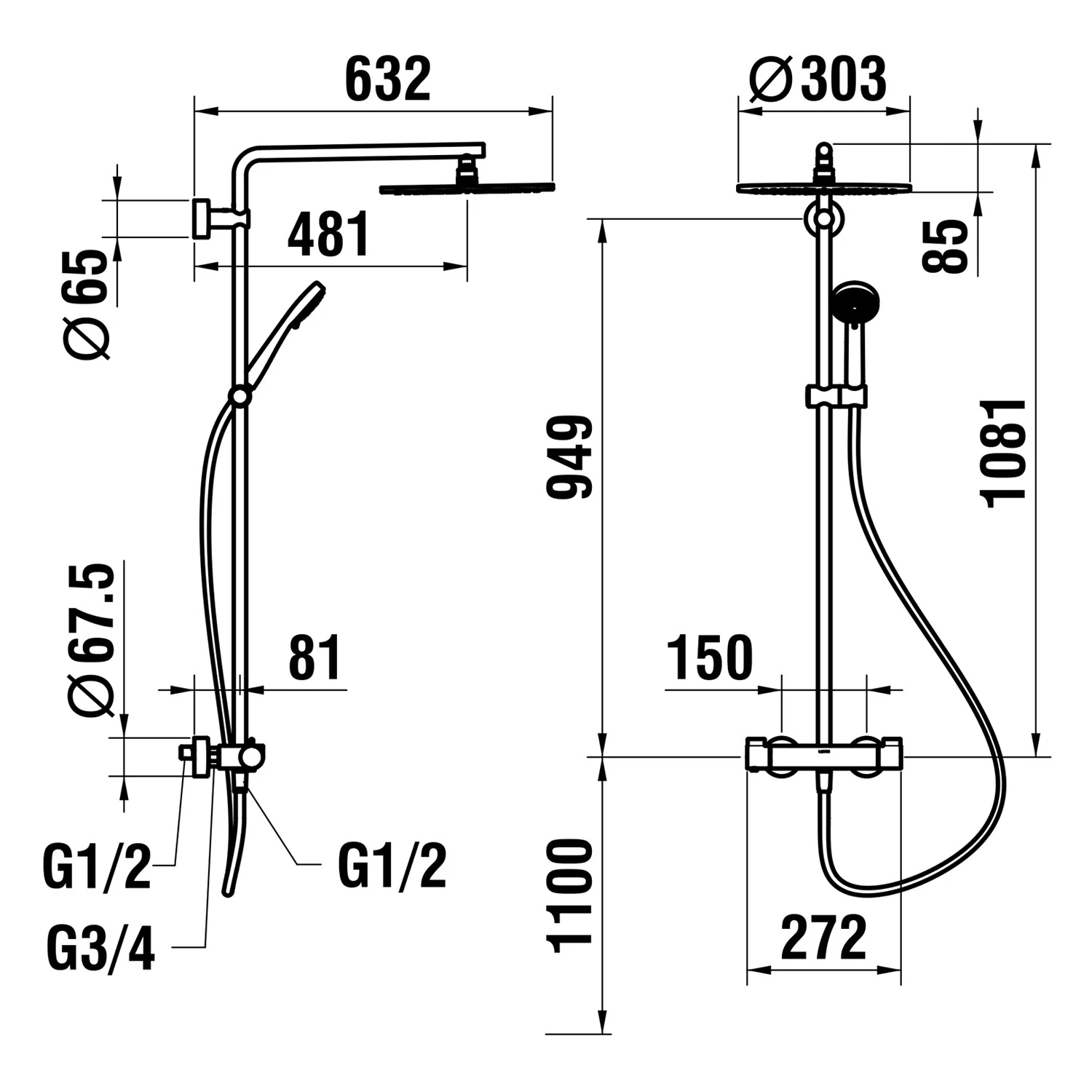 LAUFEN VIVID Thermostatisches Duschsystem mit Ablage Bild 2