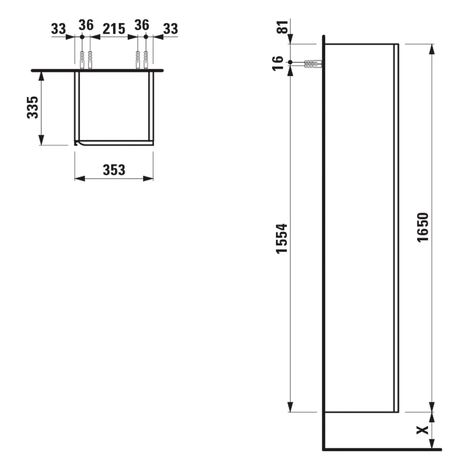 LAUFEN MEDA Hochschrank 1 Tür, Anschlag rechts Bild 4