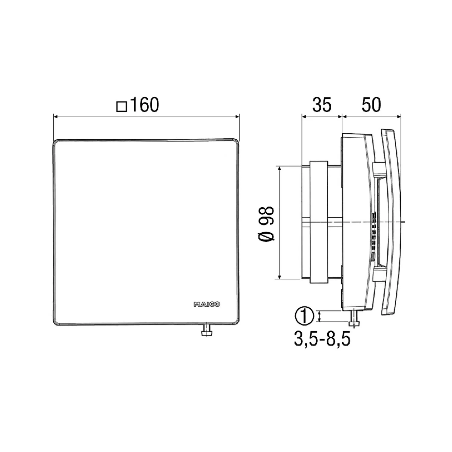 MAICO Innenverschlussklappe, elektrisch AE 10/1 Bild 2