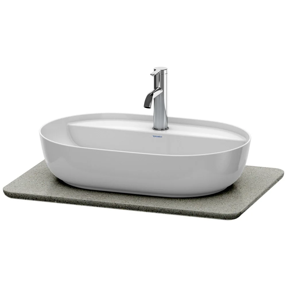 Owalna umywalka na szarej konsoli, Duravit