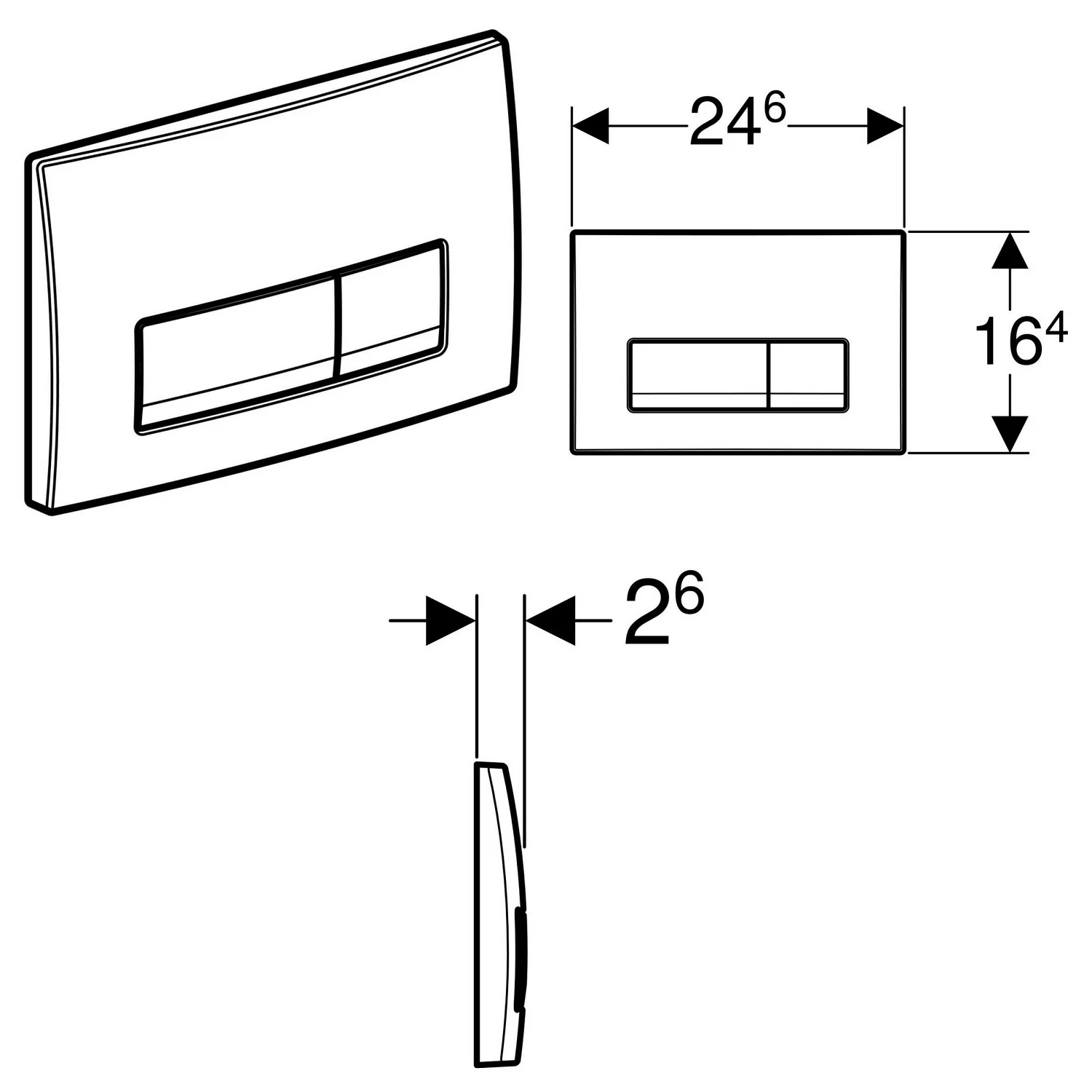 Geberit Betätigungsplatte Delta 51, für 2-Mengen-Spülung Bild 2