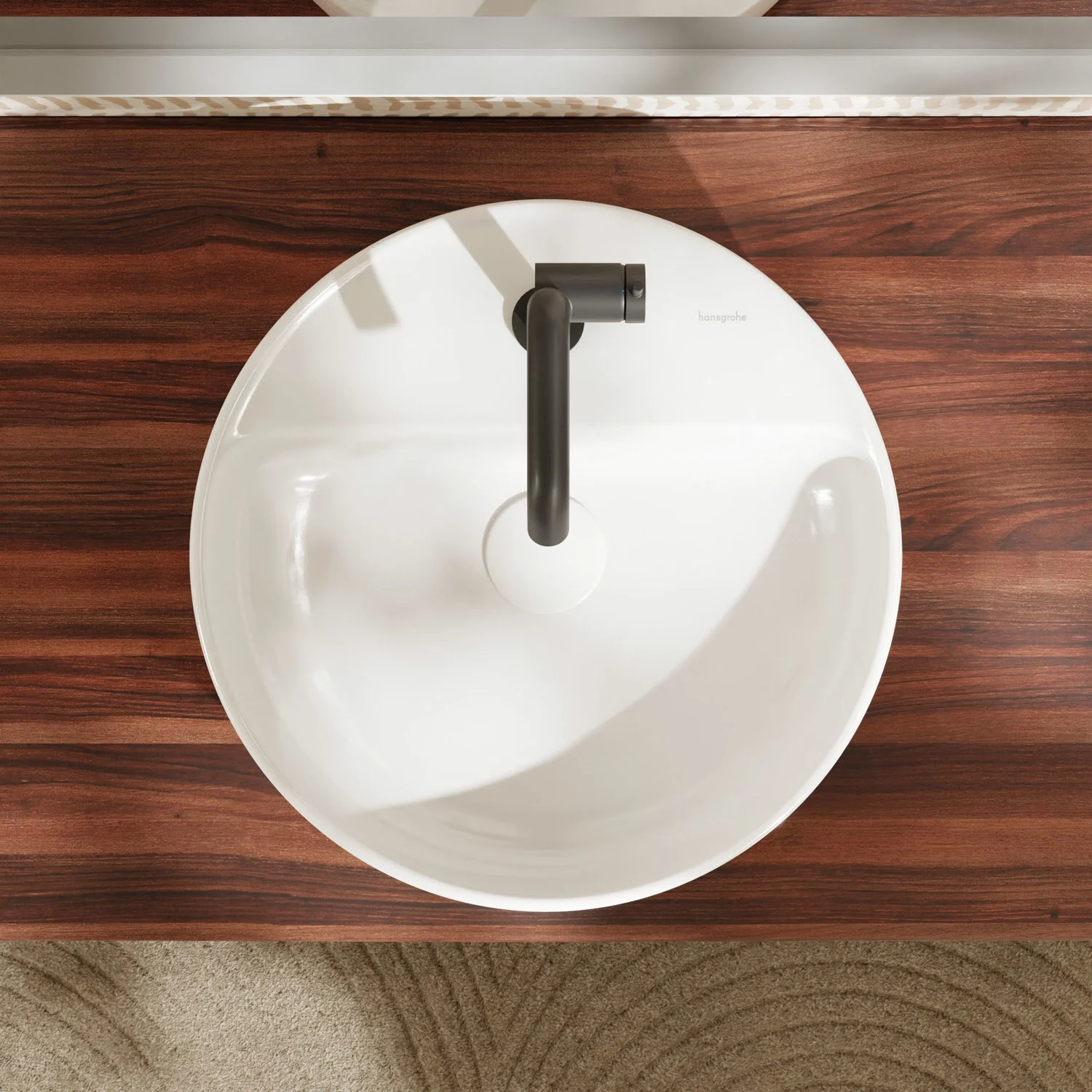 hansgrohe Xuniva S Aufsatzwaschtisch Ø 45 cm, mit 1 Hahnloch, mit Überlauf, mit SmartClean Bild 6