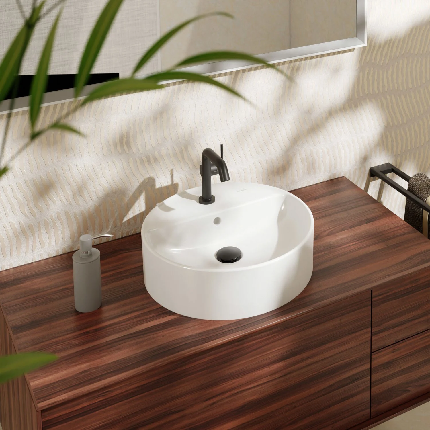 hansgrohe Xuniva S Aufsatzwaschtisch Ø 45 cm, mit 1 Hahnloch, mit Überlauf, mit SmartClean Bild 7